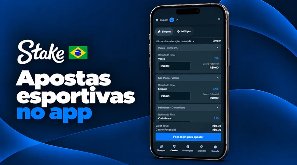 Bilhete de apostas esportivas no aplicativo da Stake