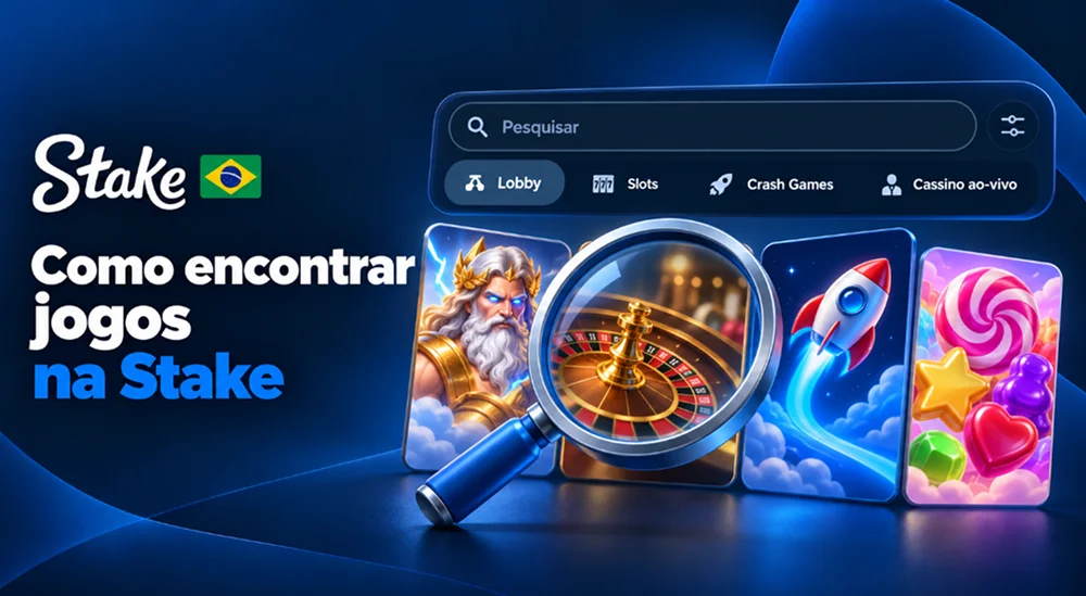 Busca e categorias de jogos no cassino da Stake